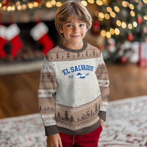 Vintage El Salvador Map Ugly Christmas Sweater Salvadoran Independence Day Jersey Letters TS10 Mocha Mousse Print Your Wear