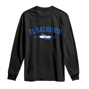 Vintage El Salvador Map Long Sleeve Shirt Salvadoran Independence Day Jersey Letters TS10 Black Print Your Wear