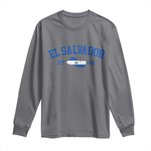 Vintage El Salvador Map Long Sleeve Shirt Salvadoran Independence Day Jersey Letters TS10 Charcoal Print Your Wear