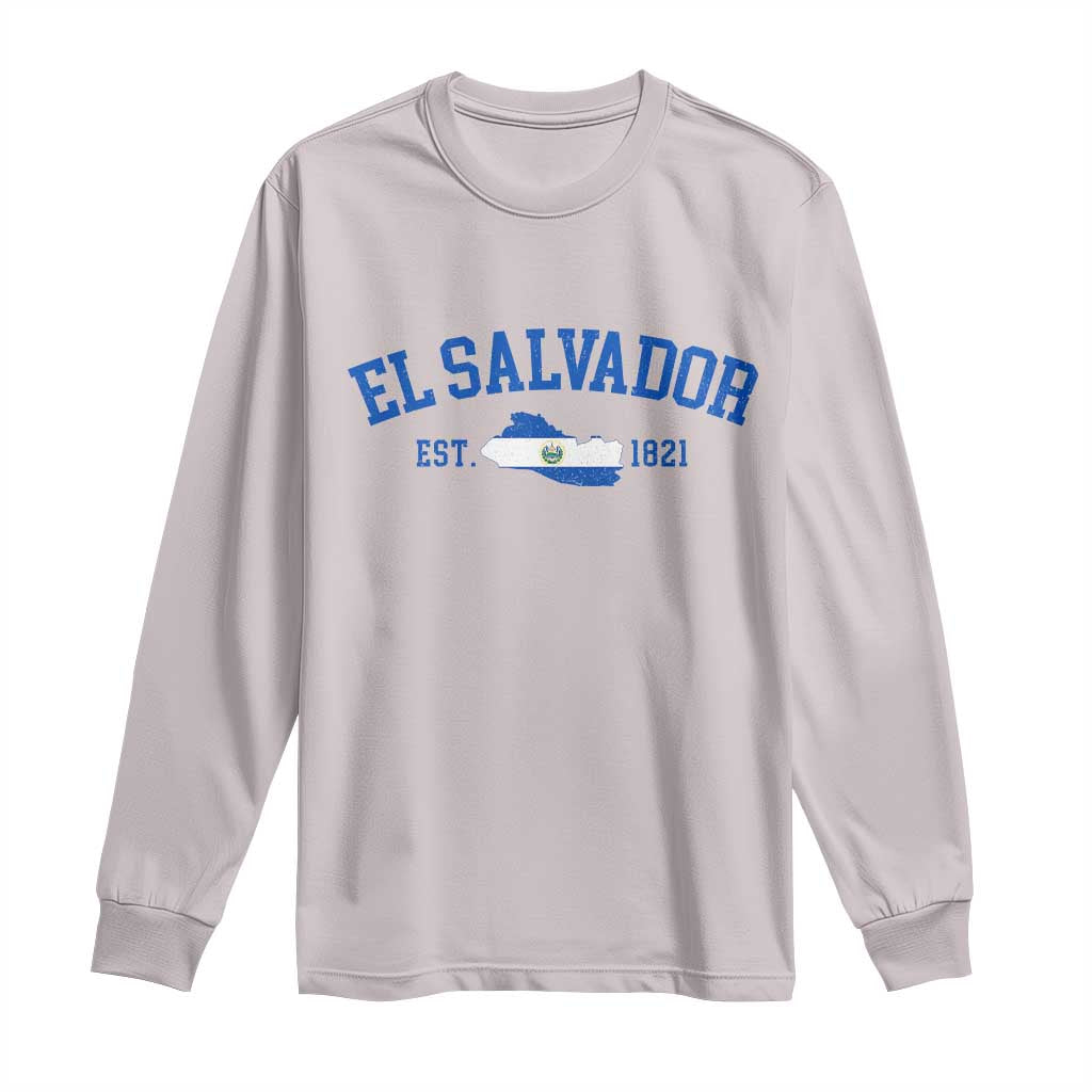 Vintage El Salvador Map Long Sleeve Shirt Salvadoran Independence Day Jersey Letters TS10 Ice Gray Print Your Wear