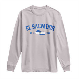 Vintage El Salvador Map Long Sleeve Shirt Salvadoran Independence Day Jersey Letters TS10 Ice Gray Print Your Wear