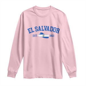 Vintage El Salvador Map Long Sleeve Shirt Salvadoran Independence Day Jersey Letters TS10 Light Pink Print Your Wear