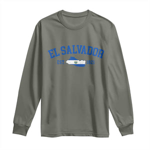 Vintage El Salvador Map Long Sleeve Shirt Salvadoran Independence Day Jersey Letters TS10 Military Green Print Your Wear