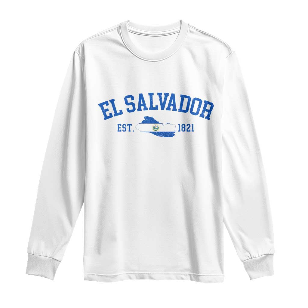 Vintage El Salvador Map Long Sleeve Shirt Salvadoran Independence Day Jersey Letters TS10 White Print Your Wear