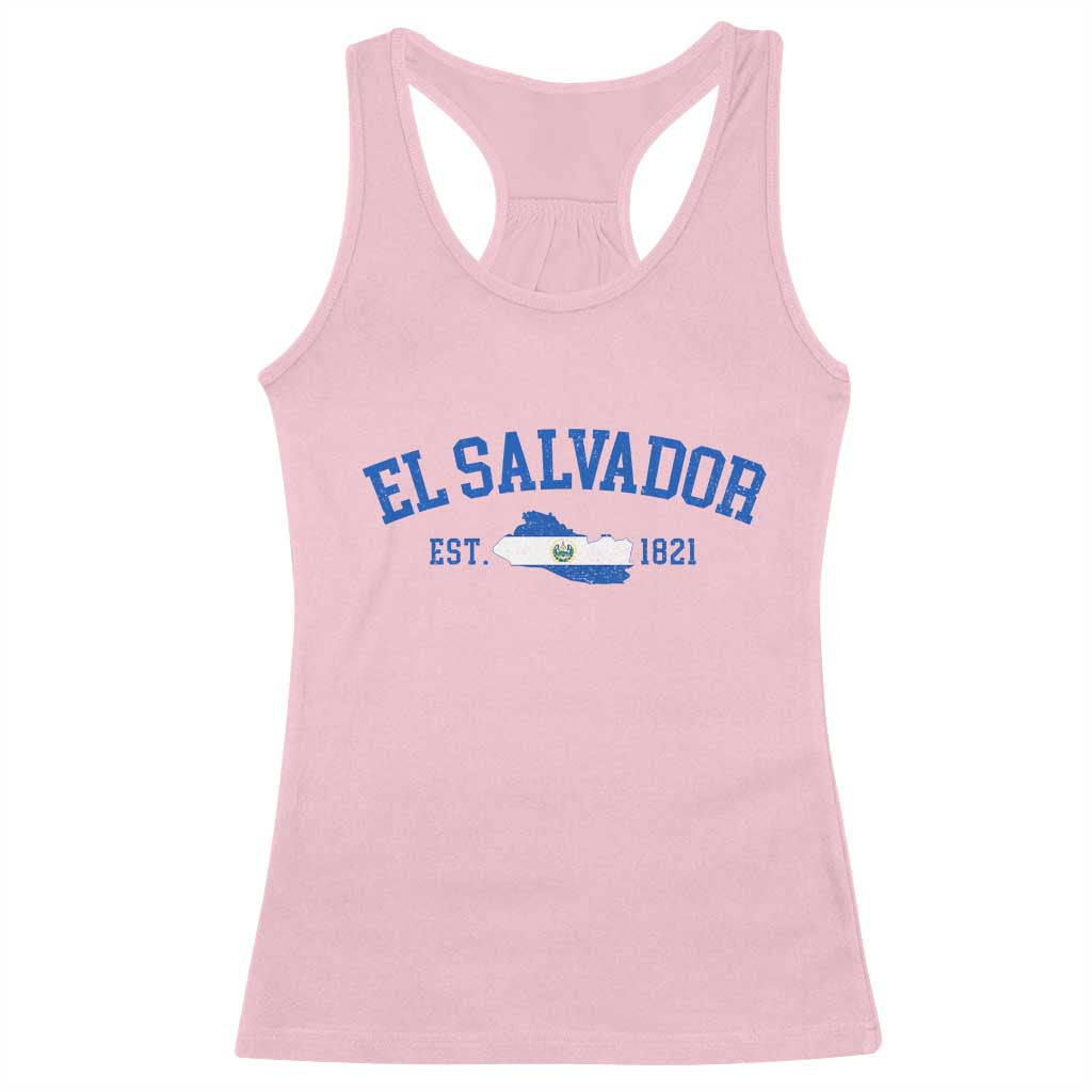 Vintage El Salvador Map Racerback Tank Top Salvadoran Independence Day Jersey Letters TS10 Light Pink Print Your Wear