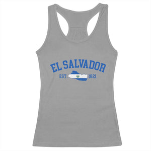 Vintage El Salvador Map Racerback Tank Top Salvadoran Independence Day Jersey Letters TS10 Sport Gray Print Your Wear