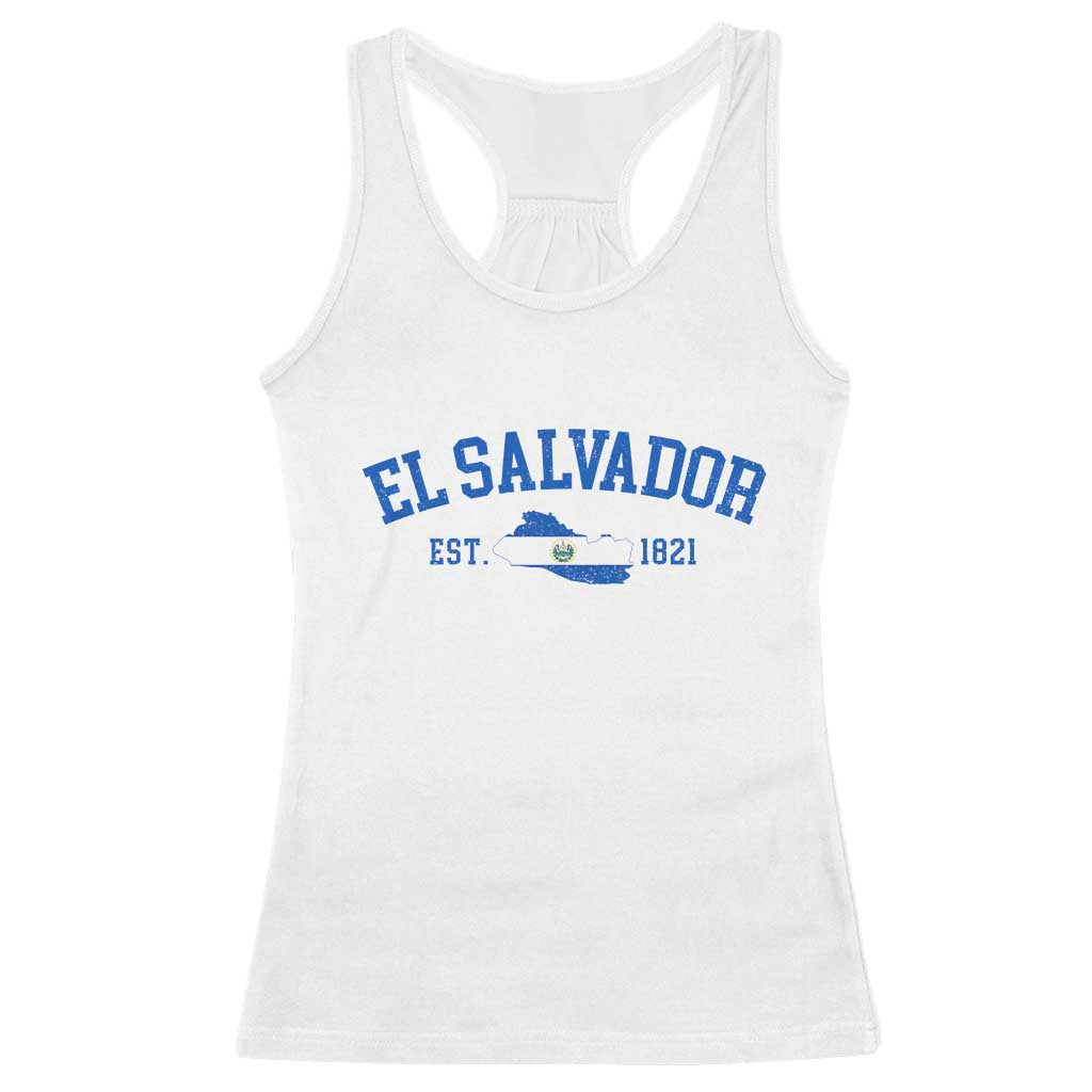Vintage El Salvador Map Racerback Tank Top Salvadoran Independence Day Jersey Letters TS10 White Print Your Wear