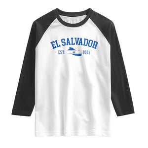 Vintage El Salvador Map Raglan Shirt Salvadoran Independence Day Jersey Letters TS10 White Black Print Your Wear