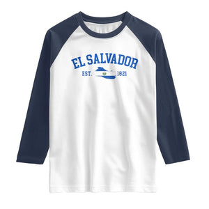 Vintage El Salvador Map Raglan Shirt Salvadoran Independence Day Jersey Letters TS10 White Navy Print Your Wear