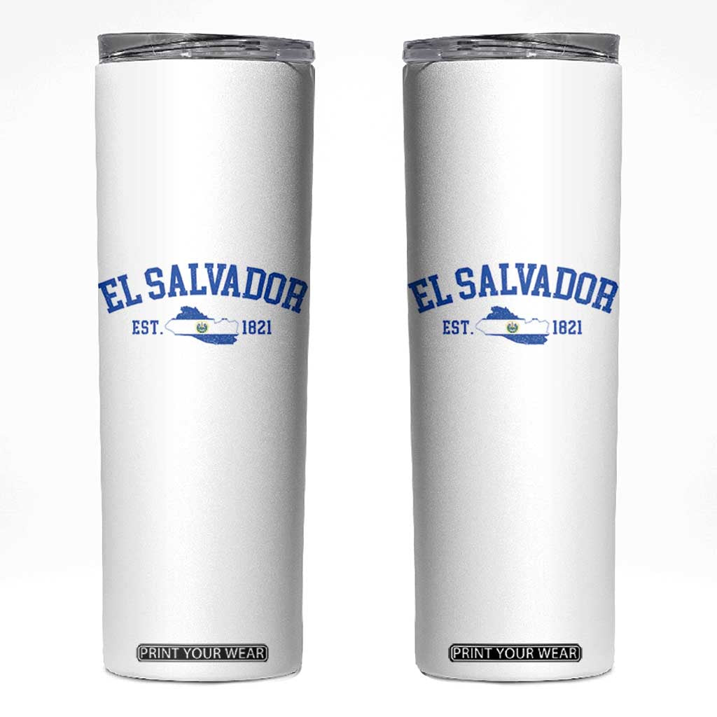 Vintage El Salvador Map Skinny Tumbler Salvadoran Independence Day Jersey Letters TS10 White Print Your Wear