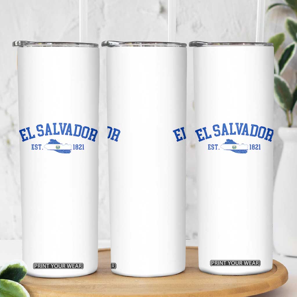 Vintage El Salvador Map Skinny Tumbler Salvadoran Independence Day Jersey Letters TS10 Print Your Wear