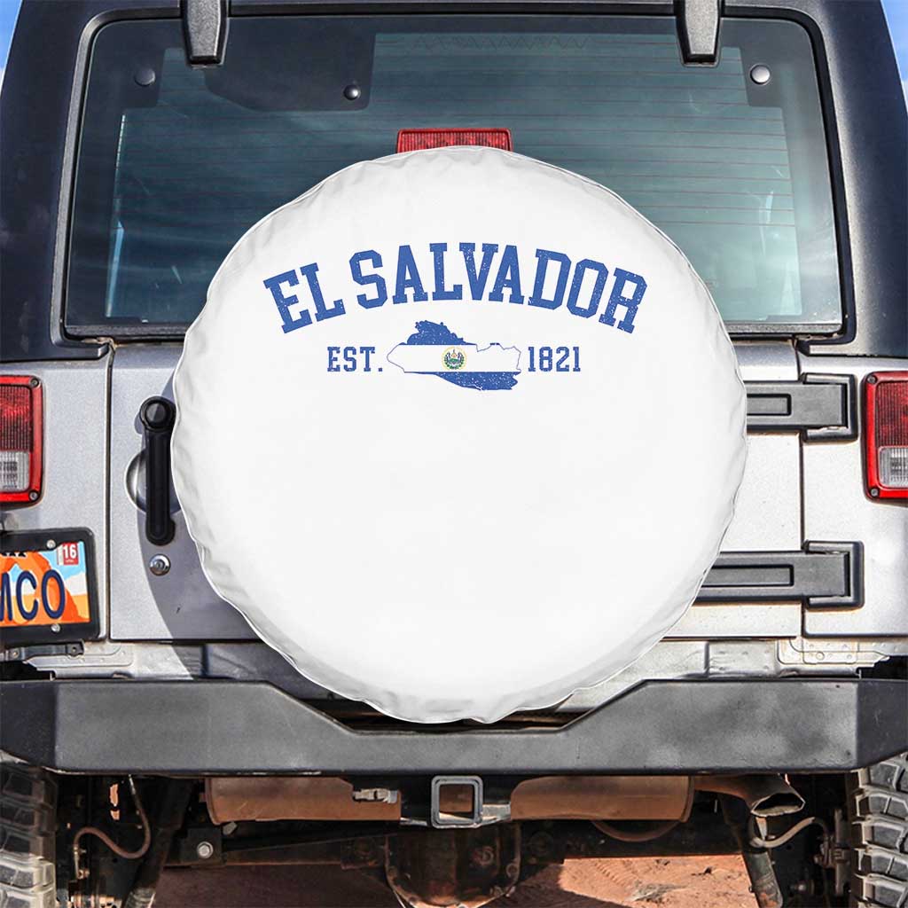 Vintage El Salvador Map Spare Tire Cover Salvadoran Independence Day Jersey Letters TS10 No hole White Print Your Wear