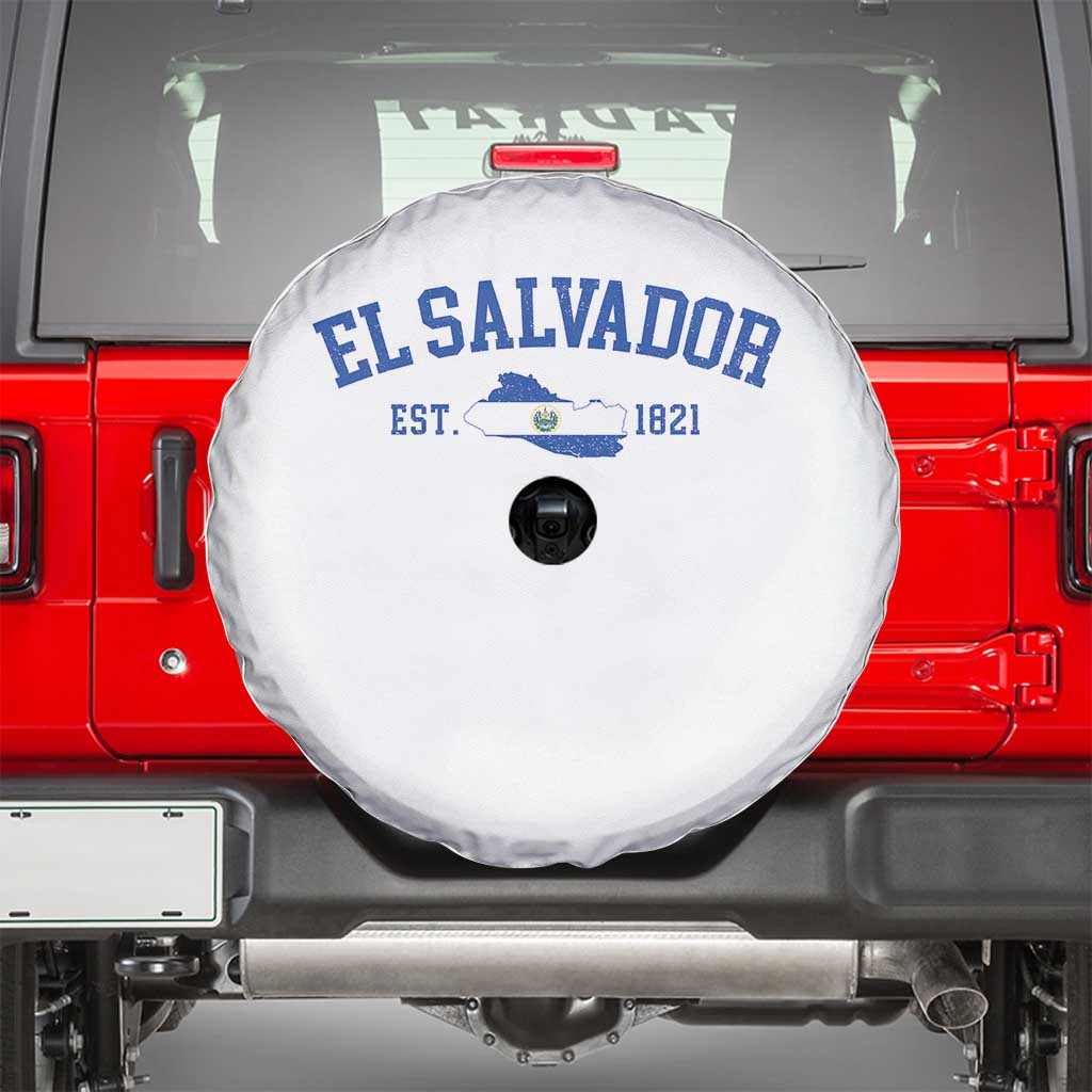 Vintage El Salvador Map Spare Tire Cover Salvadoran Independence Day Jersey Letters TS10 White Print Your Wear
