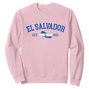 Vintage El Salvador Map Sweatshirt Salvadoran Independence Day Jersey Letters TS10 Light Pink Print Your Wear