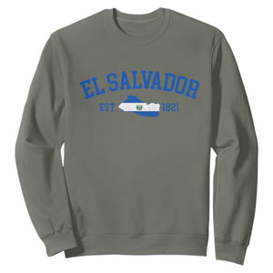 Vintage El Salvador Map Sweatshirt Salvadoran Independence Day Jersey Letters TS10 Military Green Print Your Wear