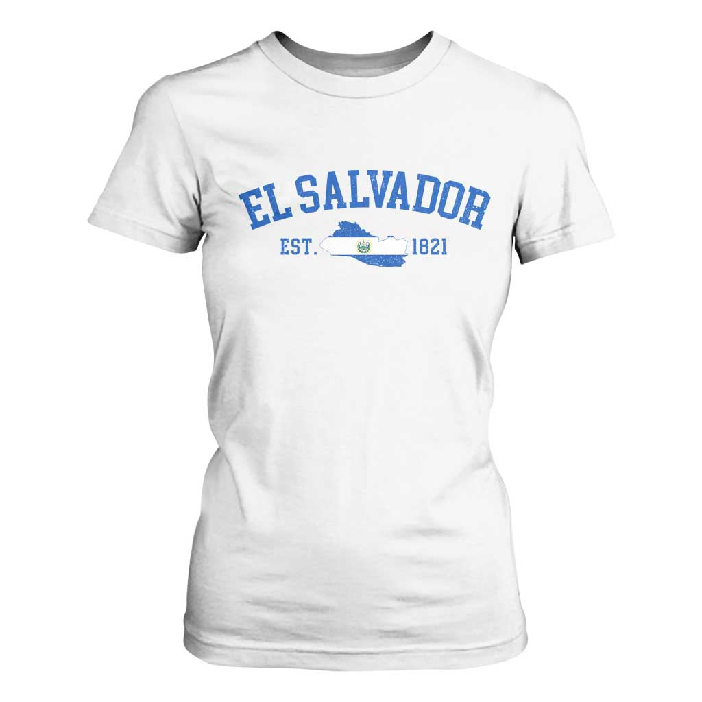 Vintage El Salvador Map T Shirt For Women Salvadoran Independence Day Jersey Letters TS10 White Print Your Wear