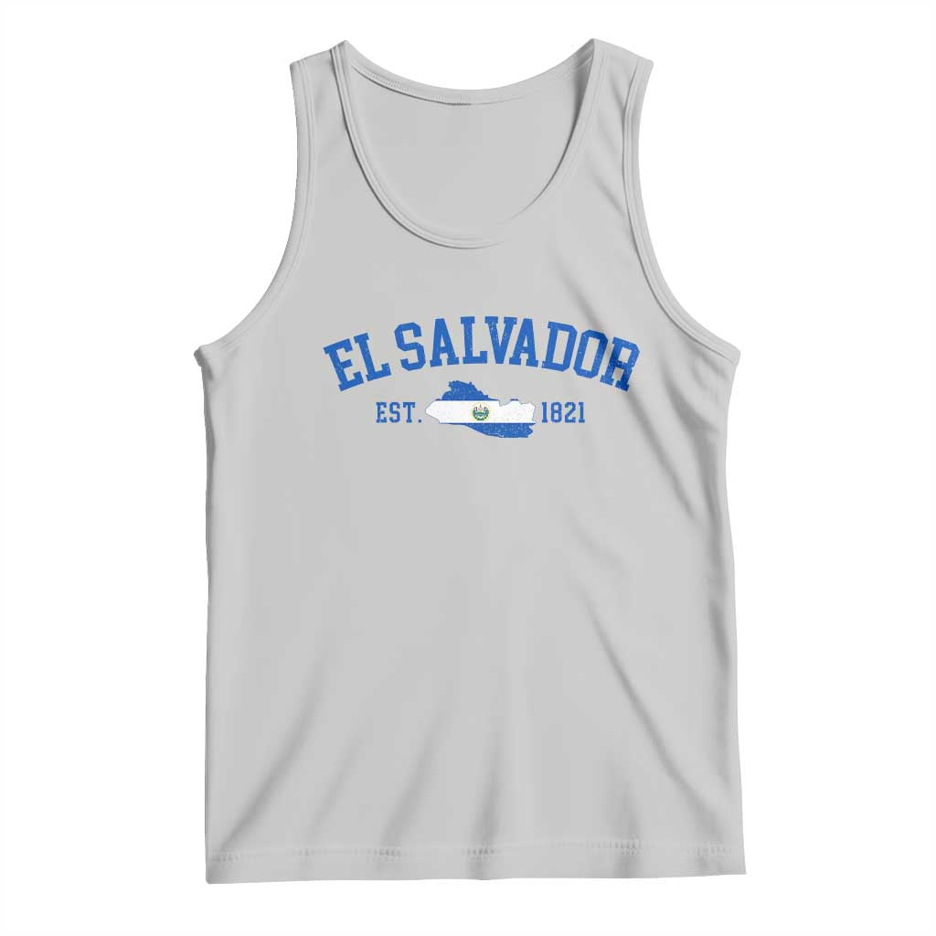 Vintage El Salvador Map Tank Top Salvadoran Independence Day Jersey Letters TS10 Ash Print Your Wear