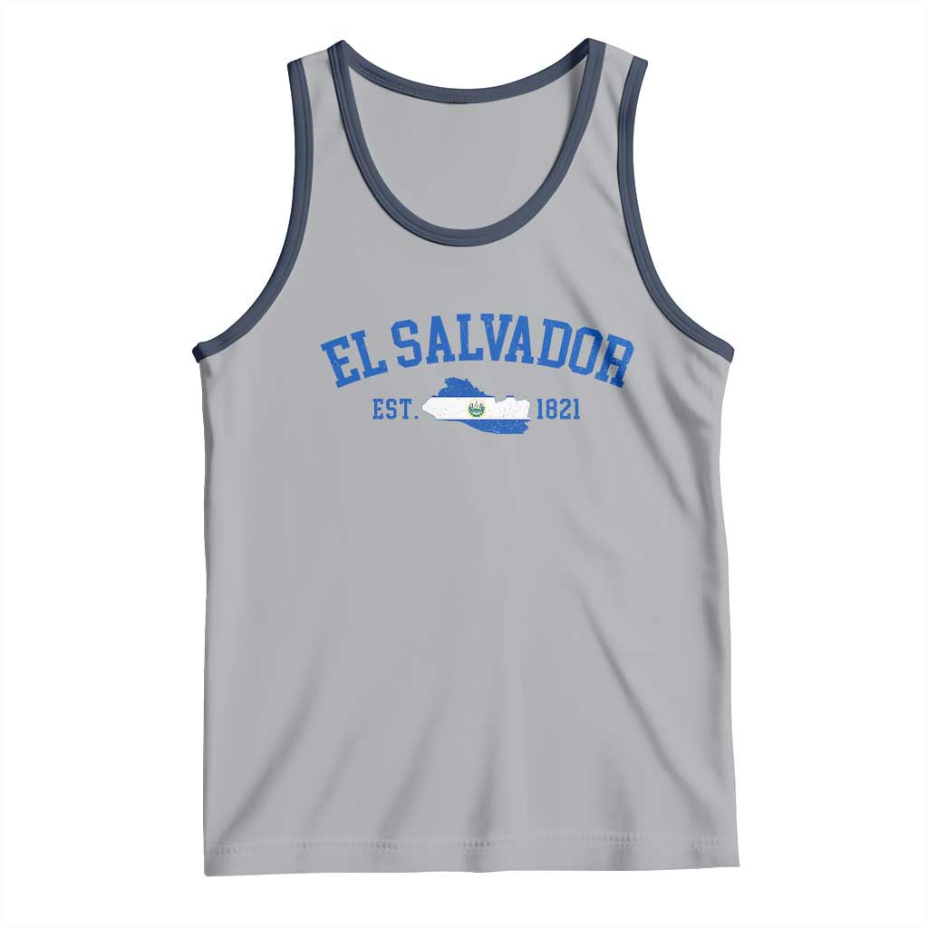 Vintage El Salvador Map Tank Top Salvadoran Independence Day Jersey Letters TS10 Athletic Heather Navy Print Your Wear