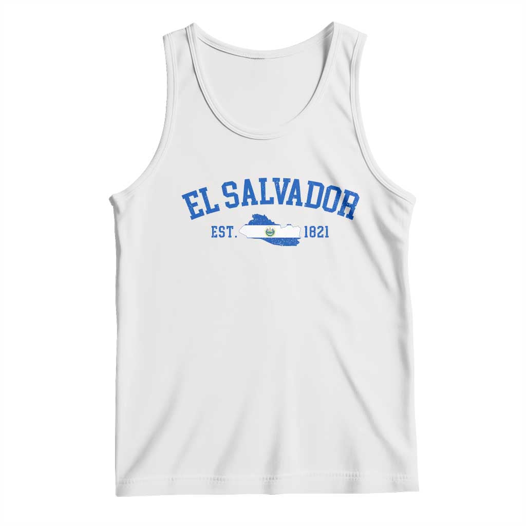 Vintage El Salvador Map Tank Top Salvadoran Independence Day Jersey Letters TS10 White Print Your Wear