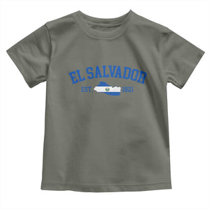 Vintage El Salvador Map Toddler T Shirt Salvadoran Independence Day Jersey Letters TS10 Military Green Print Your Wear