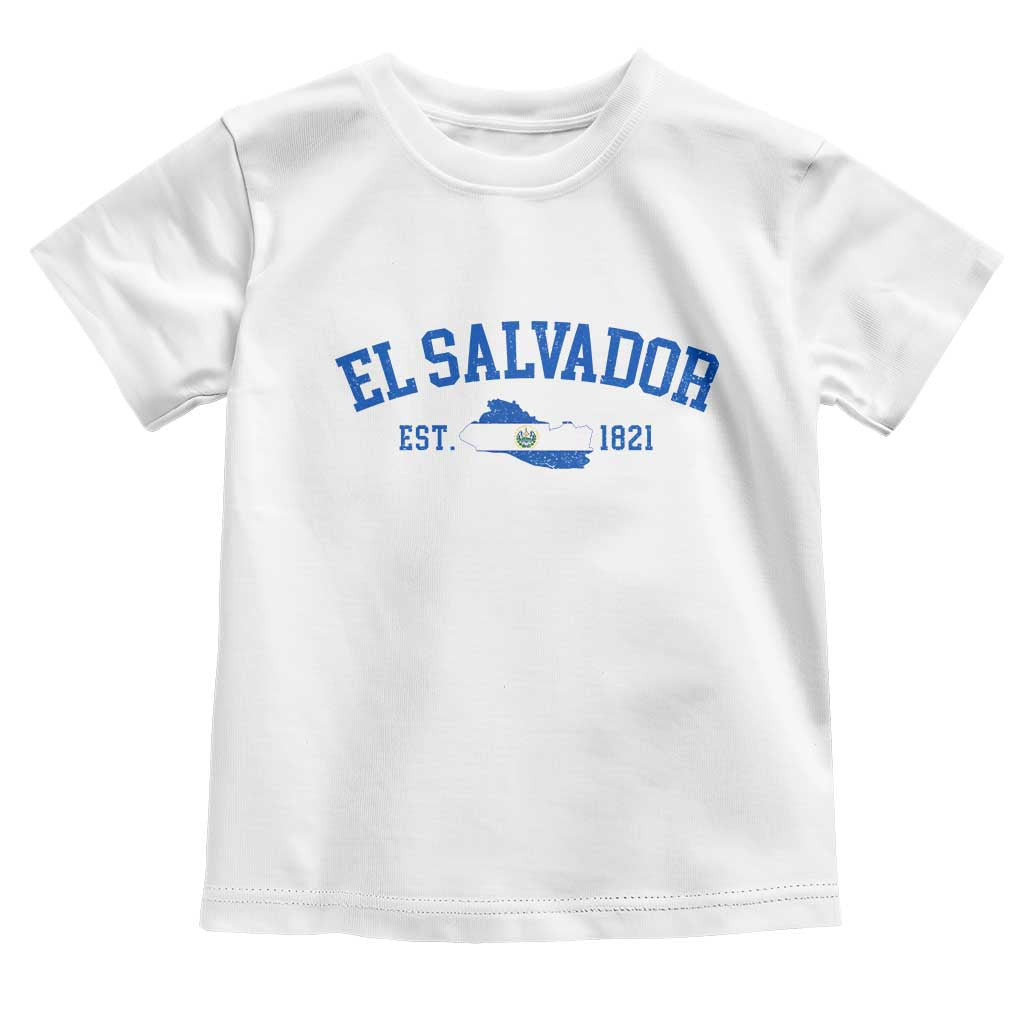 Vintage El Salvador Map Toddler T Shirt Salvadoran Independence Day Jersey Letters TS10 White Print Your Wear