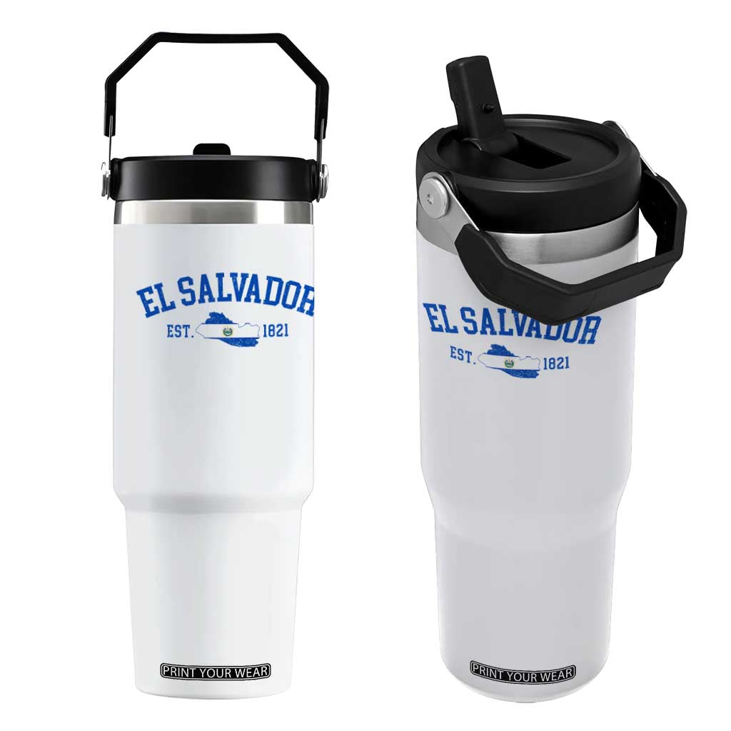 Vintage El Salvador Map Flip Straw Tumbler Salvadoran Independence Day Jersey Letters TS10 One Size: 30 oz White Print Your Wear