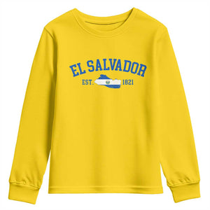 Vintage El Salvador Map Youth Sweatshirt Salvadoran Independence Day Jersey Letters TS10 Daisy Print Your Wear