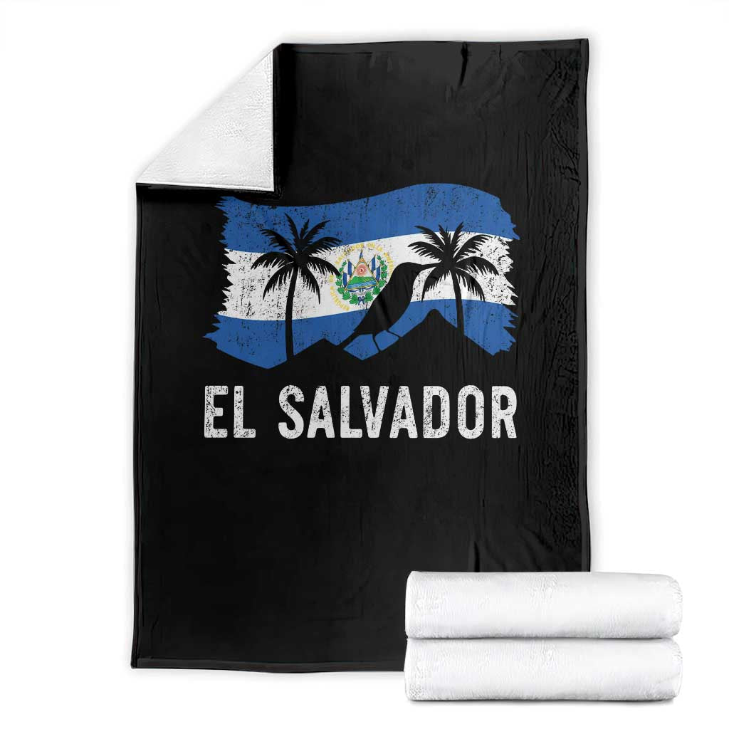 El Salvador Flag Throw Blanket Salvadoran Pride Torogoz Bird Palm Tree Volcano TS10 Black Print Your Wear
