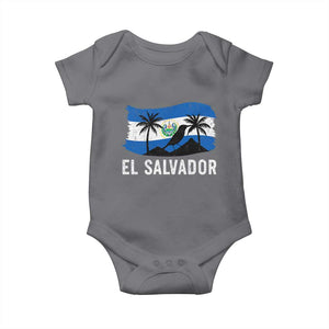 El Salvador Flag Baby Onesie Salvadoran Pride Torogoz Bird Palm Tree Volcano TS10 Charcoal Print Your Wear
