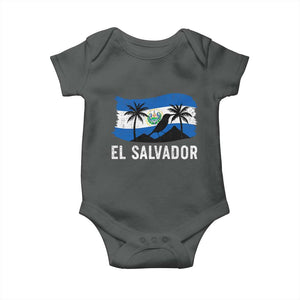 El Salvador Flag Baby Onesie Salvadoran Pride Torogoz Bird Palm Tree Volcano TS10 Dark Heather Print Your Wear