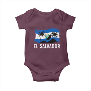 El Salvador Flag Baby Onesie Salvadoran Pride Torogoz Bird Palm Tree Volcano TS10 Maroon Print Your Wear