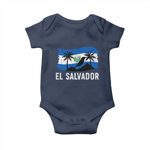 El Salvador Flag Baby Onesie Salvadoran Pride Torogoz Bird Palm Tree Volcano TS10 Navy Print Your Wear