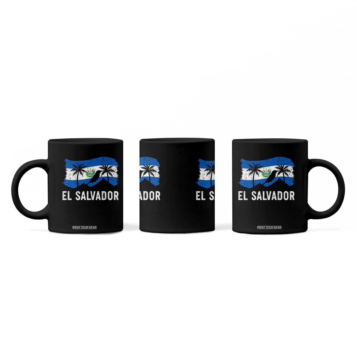 El Salvador Flag Coffee Mug Salvadoran Pride Torogoz Bird Palm Tree Volcano TS10 Print Your Wear