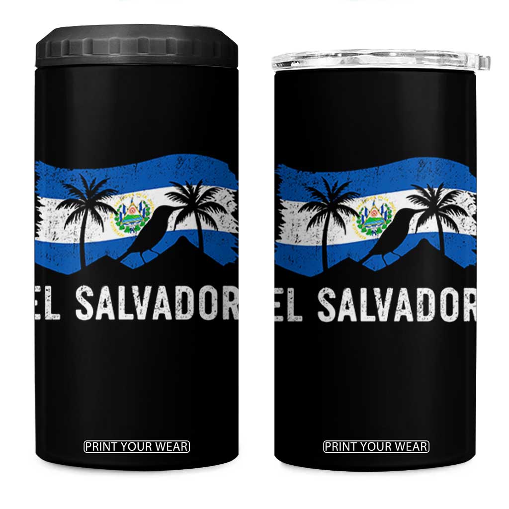 El Salvador Flag 4 in 1 Can Cooler Tumbler Salvadoran Pride Torogoz Bird Palm Tree Volcano TS10 One Size: 16 oz Black Print Your Wear