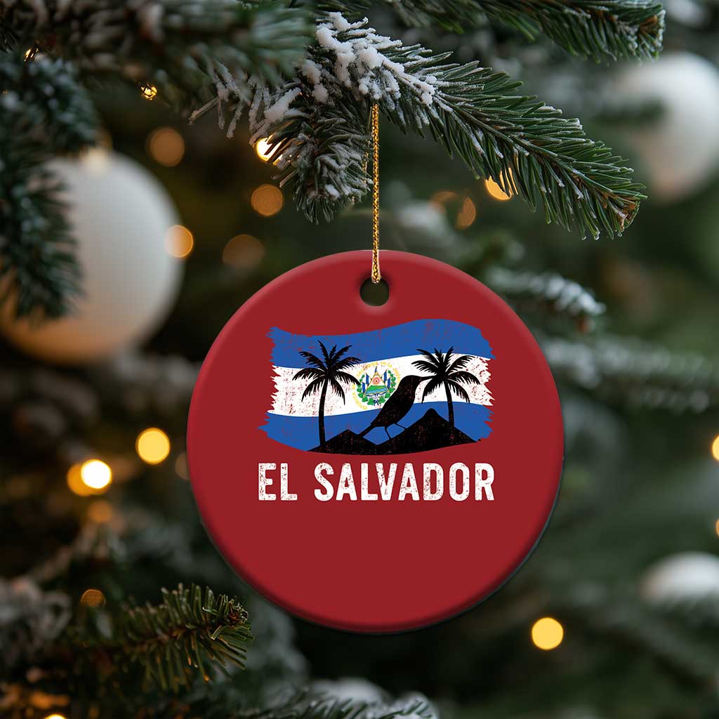 El Salvador Flag Christmas Ornament Salvadoran Pride Torogoz Bird Palm Tree Volcano TS10 Print Your Wear