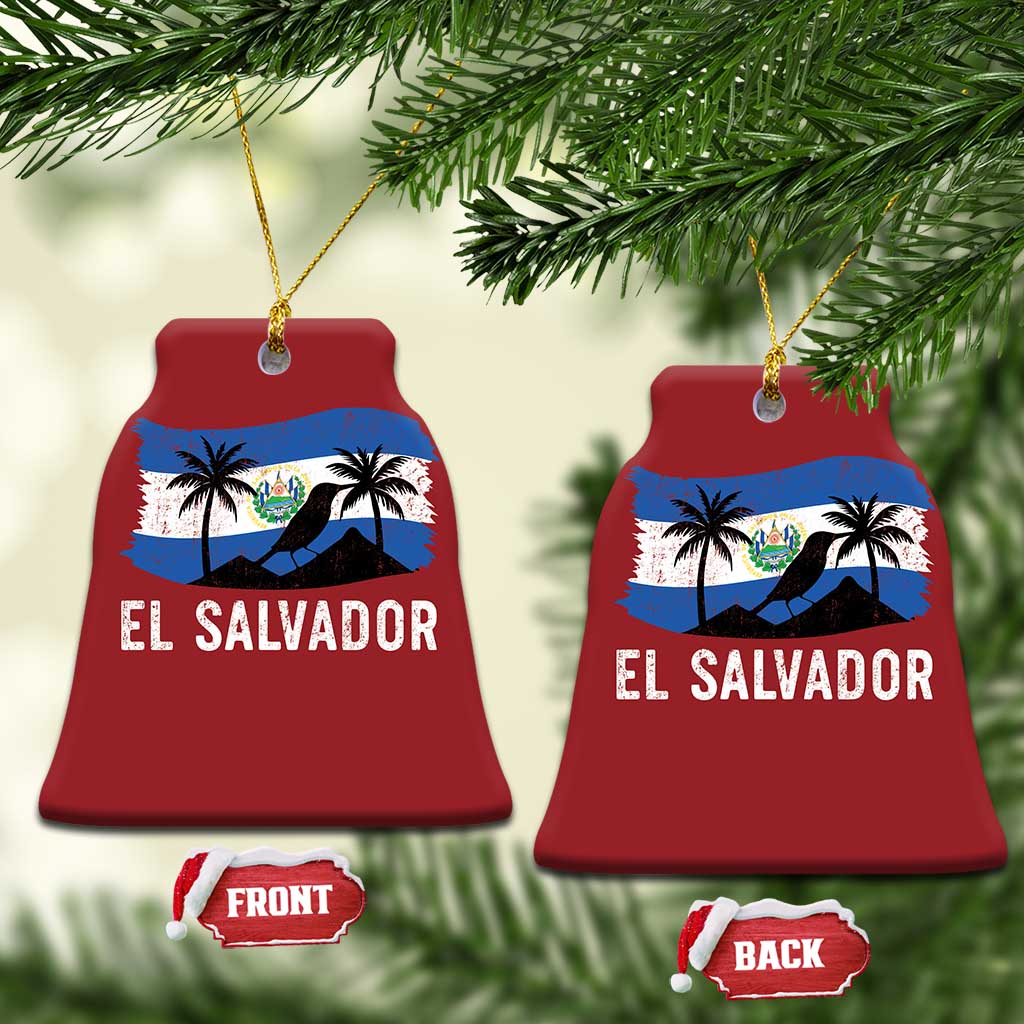 El Salvador Flag Christmas Ornament Salvadoran Pride Torogoz Bird Palm Tree Volcano TS10 Bell Flake Red Print Your Wear