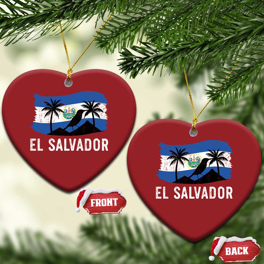 El Salvador Flag Christmas Ornament Salvadoran Pride Torogoz Bird Palm Tree Volcano TS10 Heart Red Print Your Wear