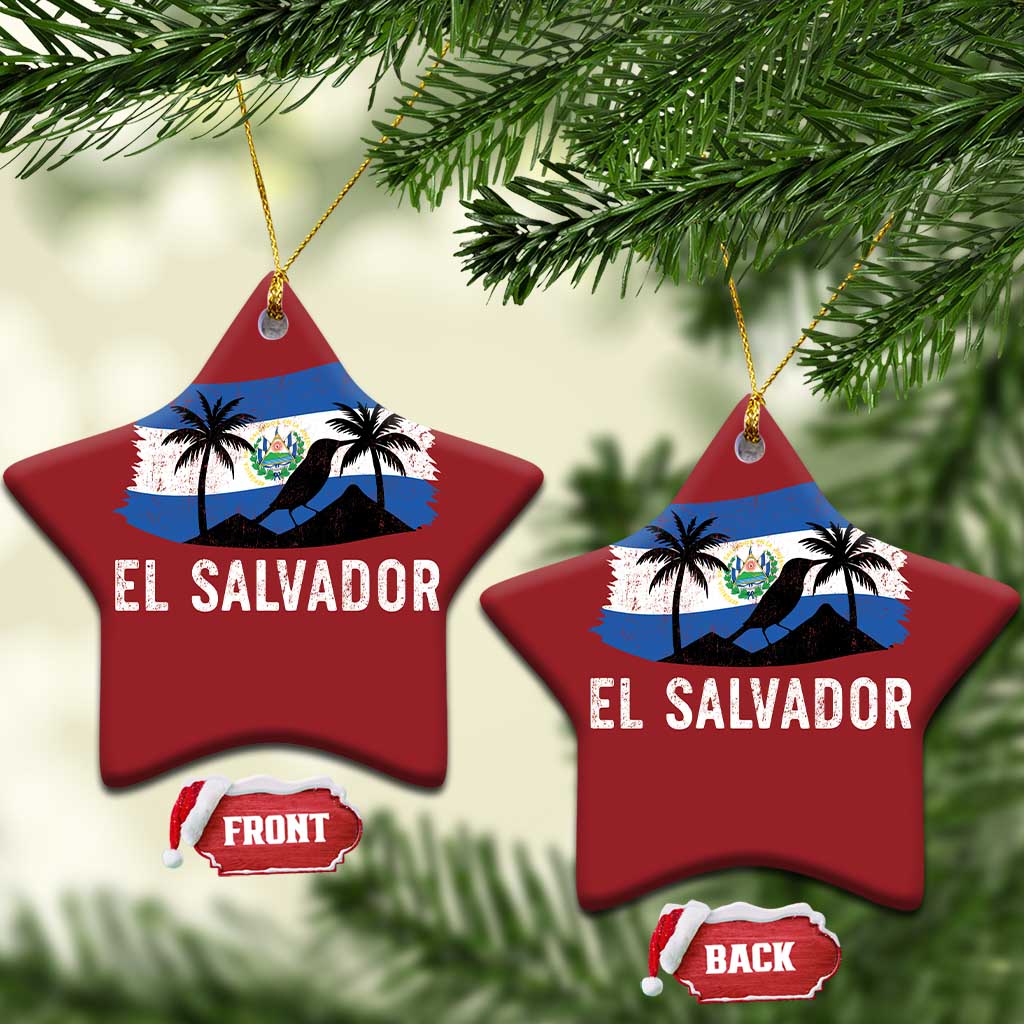El Salvador Flag Christmas Ornament Salvadoran Pride Torogoz Bird Palm Tree Volcano TS10 Star Red Print Your Wear