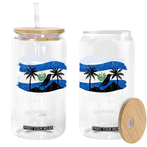 El Salvador Flag Glass Can Salvadoran Pride Torogoz Bird Palm Tree Volcano TS10 Print Your Wear