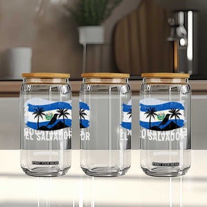 El Salvador Flag Glass Can Salvadoran Pride Torogoz Bird Palm Tree Volcano TS10 Print Your Wear