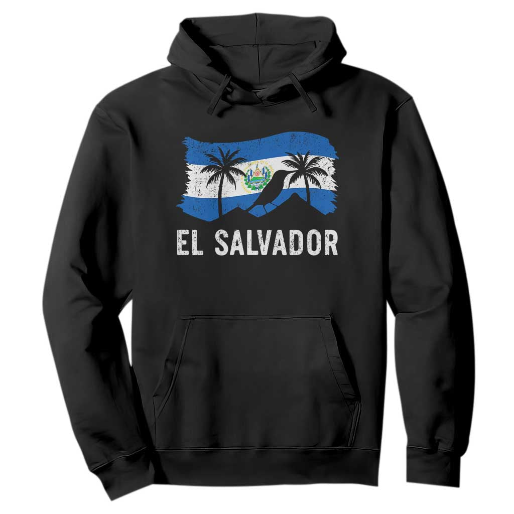 El Salvador Flag Hoodie Salvadoran Pride Torogoz Bird Palm Tree Volcano TS10 Black Print Your Wear