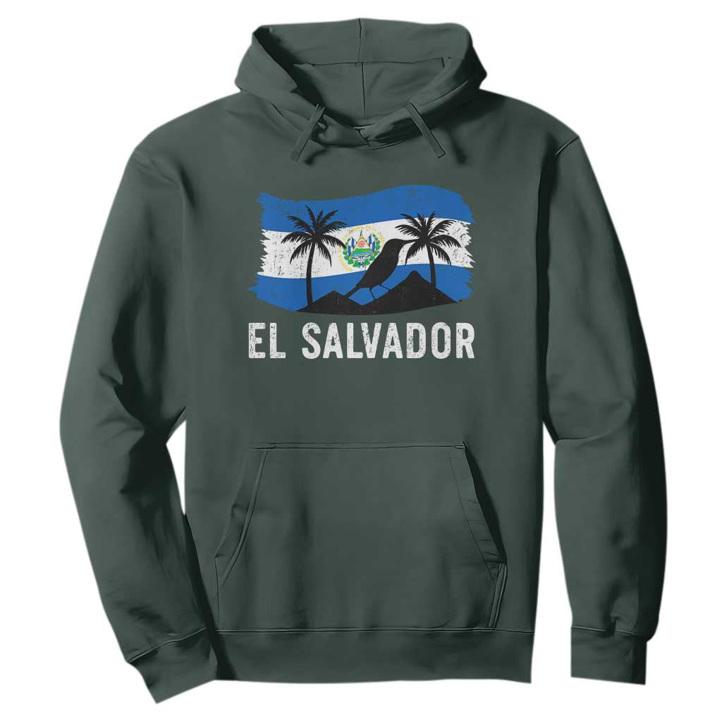 El Salvador Flag Hoodie Salvadoran Pride Torogoz Bird Palm Tree Volcano TS10 Dark Forest Green Print Your Wear