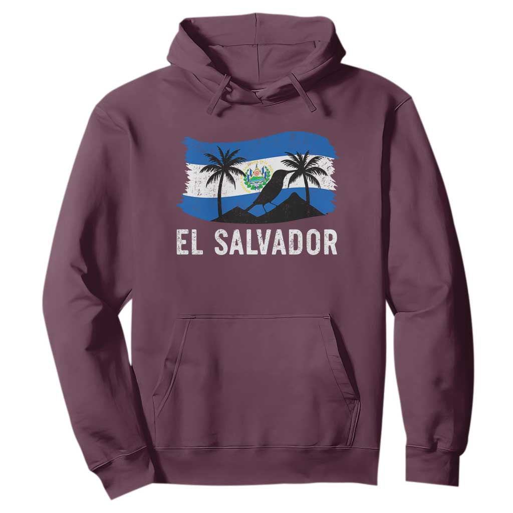 El Salvador Flag Hoodie Salvadoran Pride Torogoz Bird Palm Tree Volcano TS10 Maroon Print Your Wear