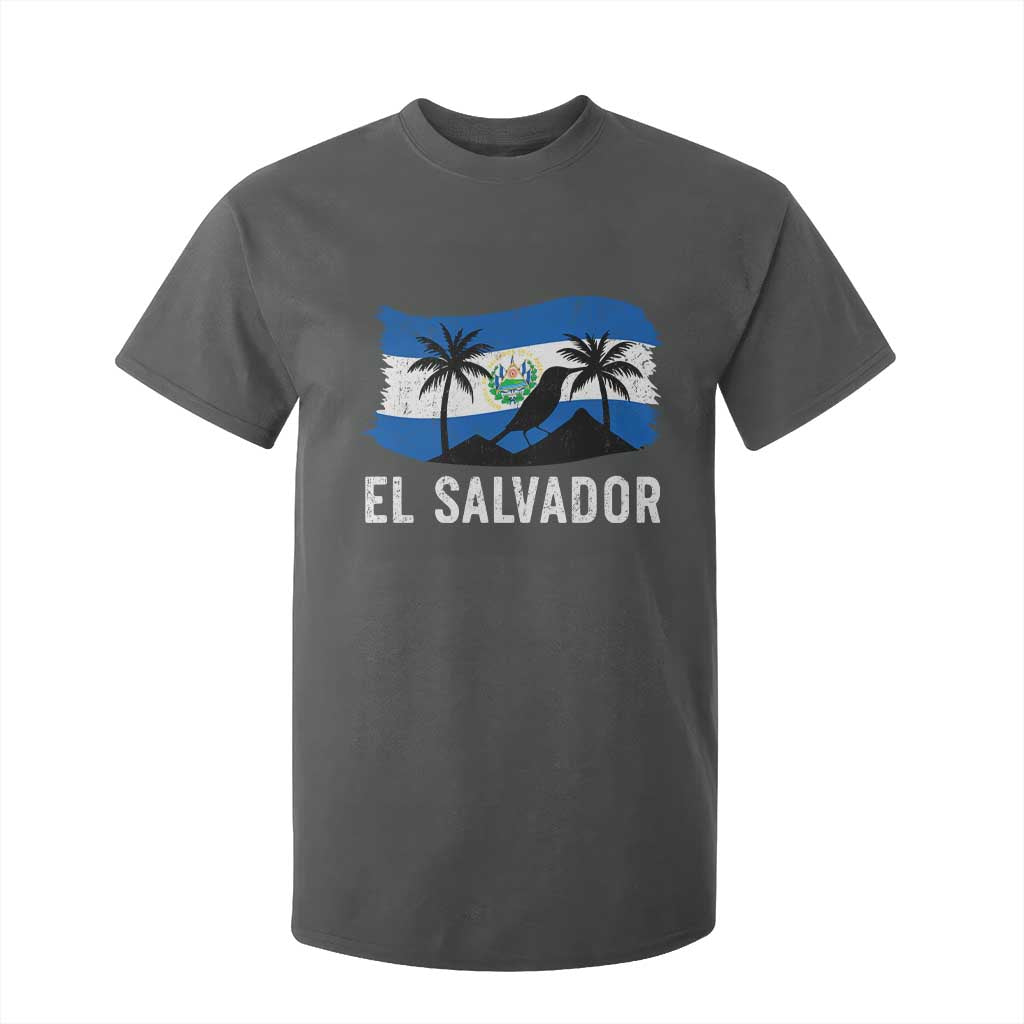 El Salvador Flag T Shirt For Kid Salvadoran Pride Torogoz Bird Palm Tree Volcano TS10 Dark Heather Print Your Wear