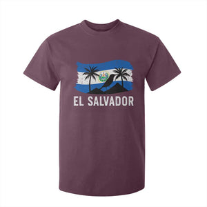 El Salvador Flag T Shirt For Kid Salvadoran Pride Torogoz Bird Palm Tree Volcano TS10 Maroon Print Your Wear