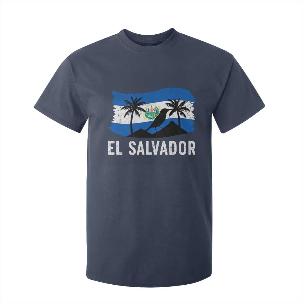 El Salvador Flag T Shirt For Kid Salvadoran Pride Torogoz Bird Palm Tree Volcano TS10 Navy Print Your Wear