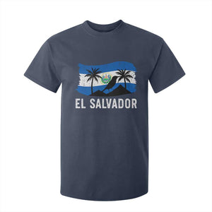 El Salvador Flag T Shirt For Kid Salvadoran Pride Torogoz Bird Palm Tree Volcano TS10 Navy Print Your Wear