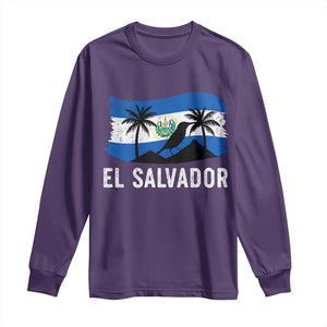 El Salvador Flag Long Sleeve Shirt Salvadoran Pride Torogoz Bird Palm Tree Volcano TS10 Purple Print Your Wear