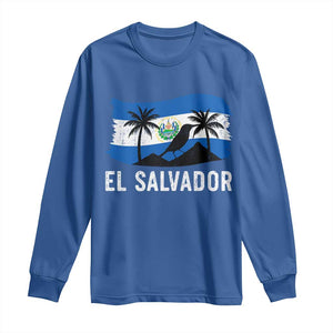 El Salvador Flag Long Sleeve Shirt Salvadoran Pride Torogoz Bird Palm Tree Volcano TS10 Royal Blue Print Your Wear