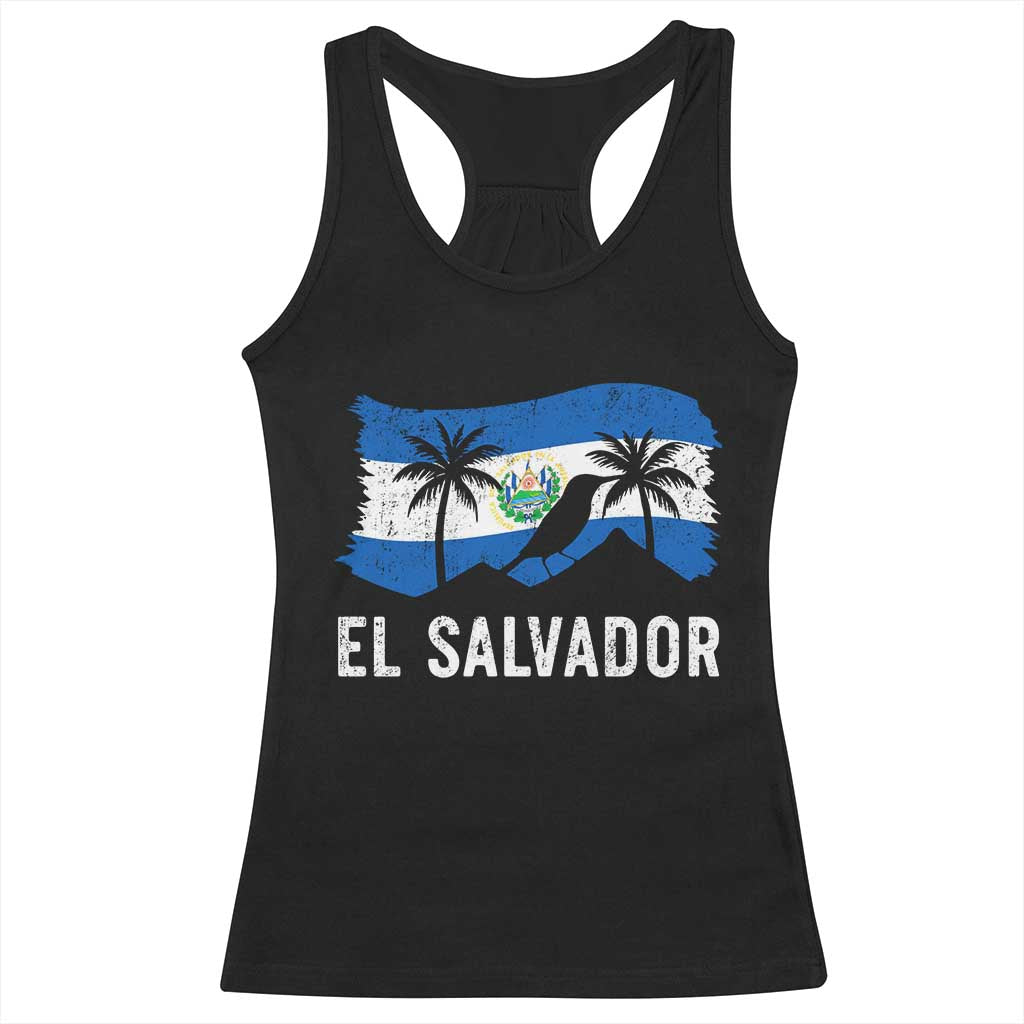 El Salvador Flag Racerback Tank Top Salvadoran Pride Torogoz Bird Palm Tree Volcano TS10 Black Print Your Wear